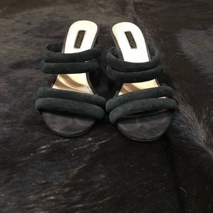 Topshop black suede heeled sandals